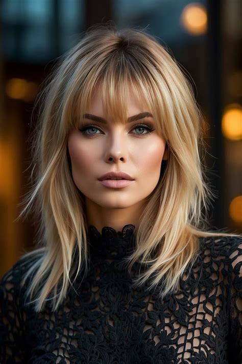 Gorgeous Long Shag Cut Hairstyles For A Trendy Look In Blonde Hair With Bangs