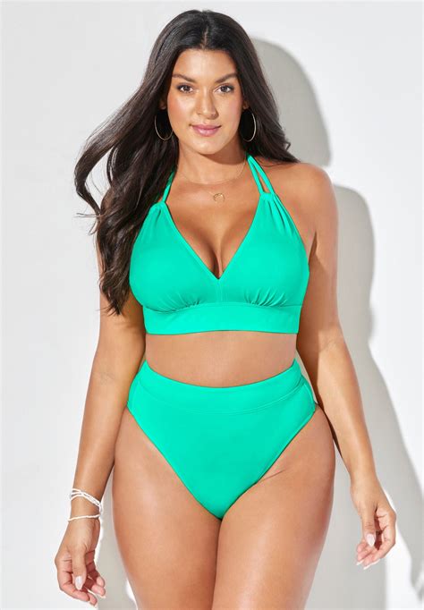 Loop Strap Halter High Waist Bikini Set Woman Within