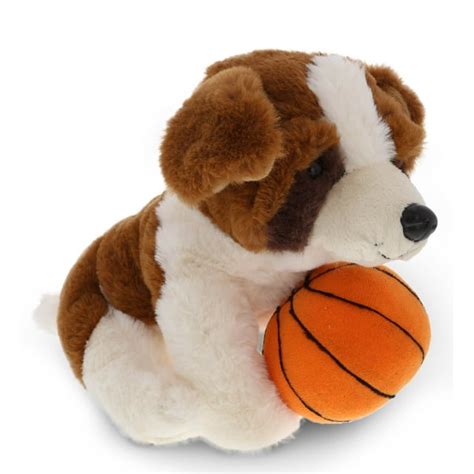 Dollibu St Bernard Dog Stuffed Animal With Basketball Plush Soft