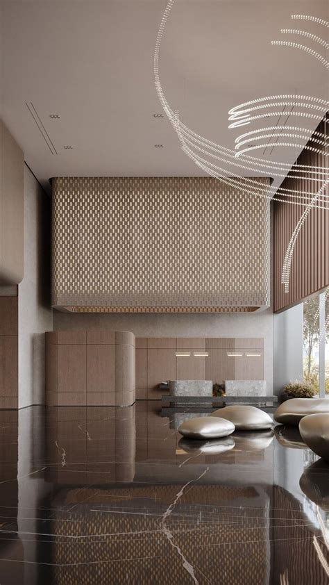 lobby ceiling design  circular chandeliers