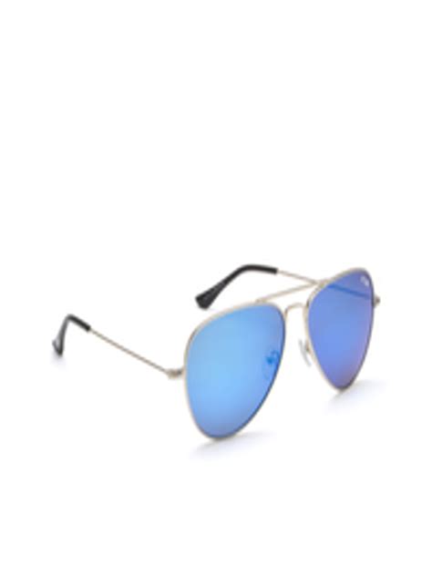 Buy Irus By Idee Unisex Blue Lens And Silver Toned Aviator Sunglasses With Uv Protected Lens