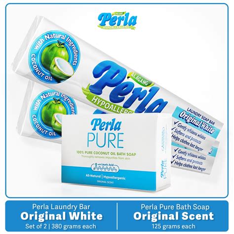 [Bundle] Perla Laundry Bar 380g Original White + Perla Pure Bath Soap
