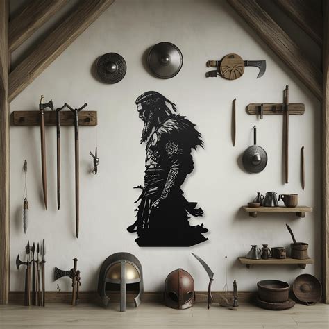 Viking Warrior Metal Wall Art, Norse Mythology Decor, Nordic Style Wall