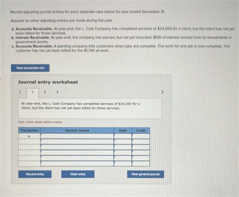 Solved Record Adjusting Journal Entries For Each Separate Case Below