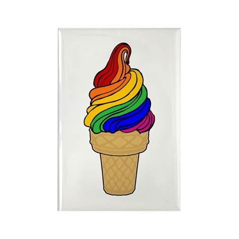 Rainbow Swirl Ice Cream Cone Rectangle Magnet Rainbow Swirl Ice Cream