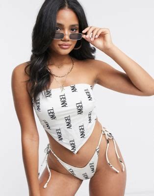 ASOS DESIGN Bikini bandeau façon foulard à imprimé Angel ASOS