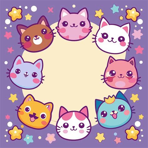 Premium Vector A Circle With A Picture Of A Cat And The Words Hello Kitty