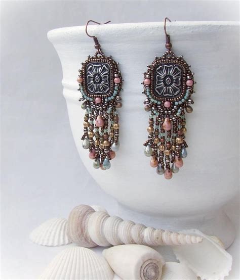 Bead Embroidery Earrings DIY Kit Beading Pattern And Etsy In 2020