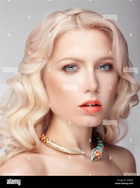 Blonde With Big Blue Eyes Stock Photo Alamy