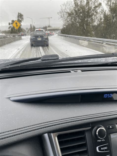 Hail coats San Jose roads and freeways