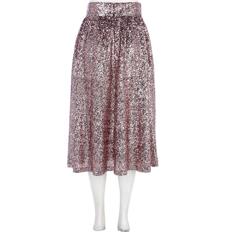 River Island Pink Sequin Midi Skirt In Silver Pink Lyst