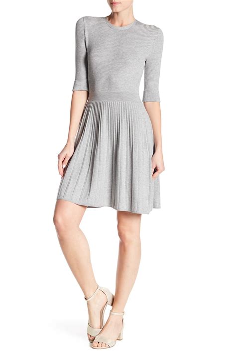 Lyst Eliza J Pleated Drop Waist Knit Dress In Gray