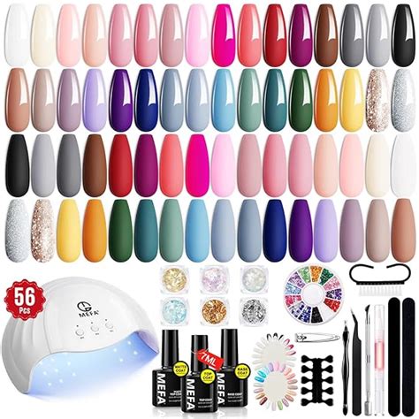 Amazon Mefa Pcs Gel Nail Polish Kit With U V Light W Nail Dryer Colors Nude Pink