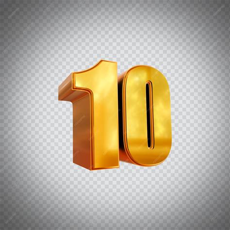 Número 10 Imagen Renderizada En 3d Con Fondo Transparente Archivo Psd