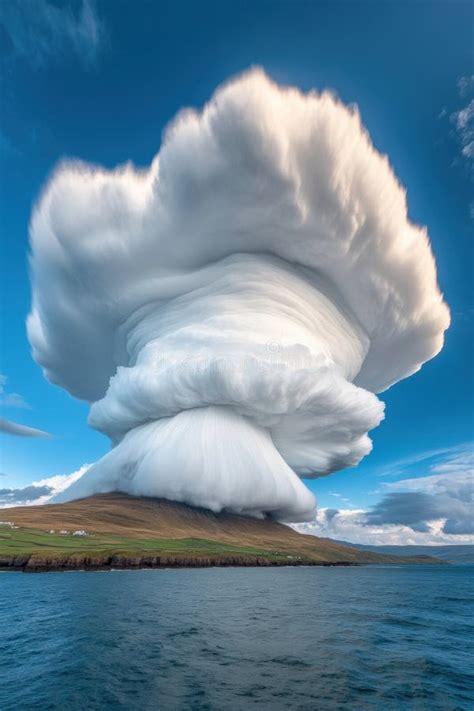 majestic lenticular cloud formation   serene coastal landscape ai