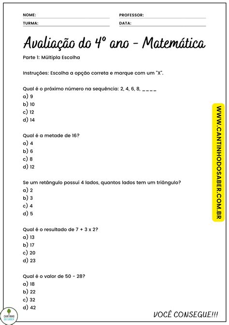 Contas De Matemática 4 Ano Com Resposta - 5