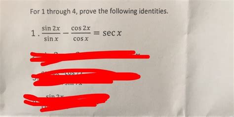 Solved For Through Prove The Following Identities Sin Chegg