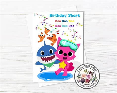 Baby Shark Pinkfong Birthday Card Printable Happy Mommy Daddy Etsy