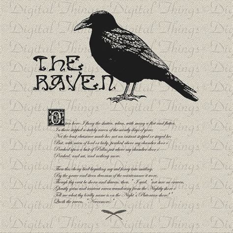 Halloween Edgar Allan Poe The Raven Bird Poem Wall Decor Art Etsy