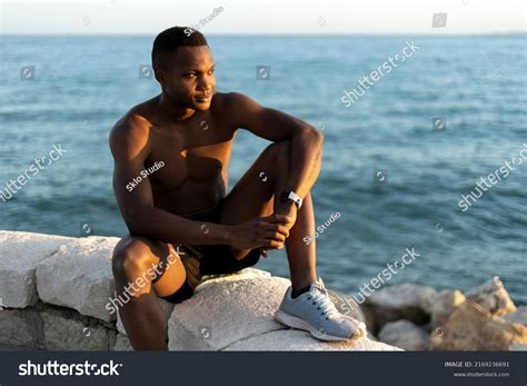 Handsome Happy Man Naked Torso Sitting Stock Photo Shutterstock