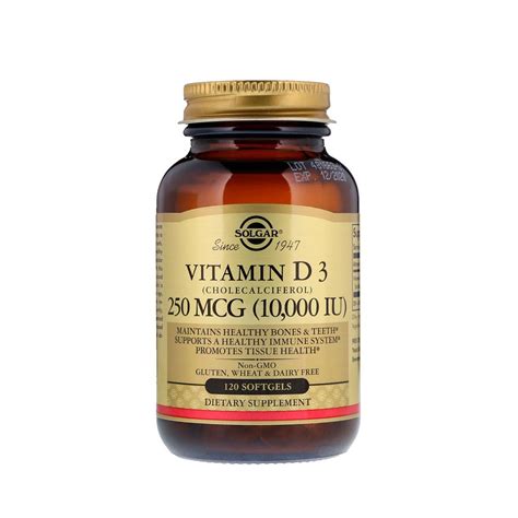 Solgar, Vitamin D3, 250 mcg (10,000 IU), 120 softgels | Vitaminism