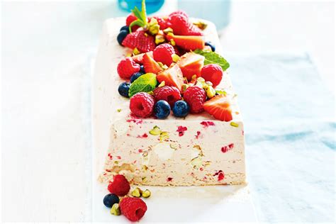 Raspberry Strawberry Pistachio And Nougat Semifreddo