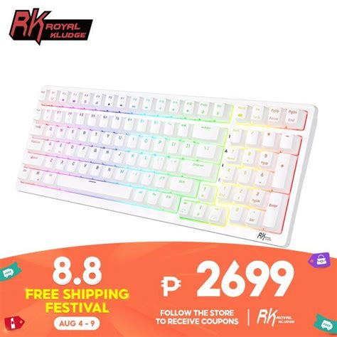 Royal Kludge Rk Hot Swappable Wireless Mechanical Keyboard With Keys Rgb Backlit Tri Mode