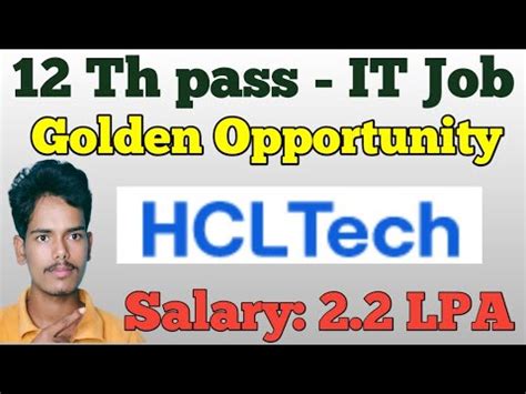 Hcl Techbee Hcl Job For Th Pass Hcl Jobs For Th Pass