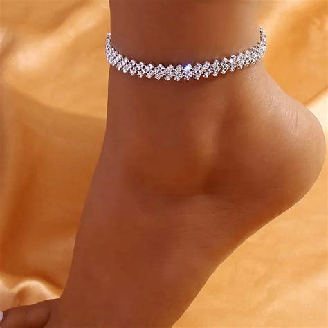 Huitan Fashion Design Rhinestone Anklet For Women Silver Color Gold Color Exquisite Girls Ankle