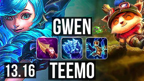 Gwen Vs Teemo Top 1200 Games 800k Mastery Dominating Na