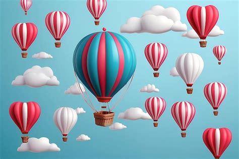 D Vector Hot Air Balloon Anniversary Valentines Day Concept Premium AI Generated Image