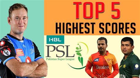 Top 5 Innings In PSL Top 5 Highest Scores In Pakistan Super League