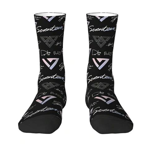 1 Pair Funny Crazy Compression Seventeen Signatures And Logos Pattern