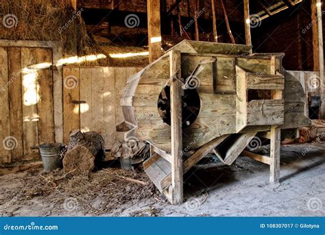 Old Wooden Threshing Machine Stock Image Image Of Rural Industrial