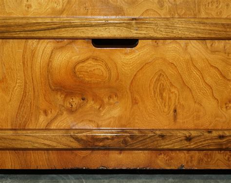 Extra Large Burr Walnut Solid Chest Trunk with Hidden Bottom Storage