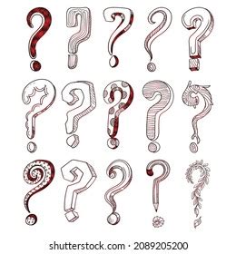 Hand Draw Question Mark Sketch Pack Stock Vector Royalty Free