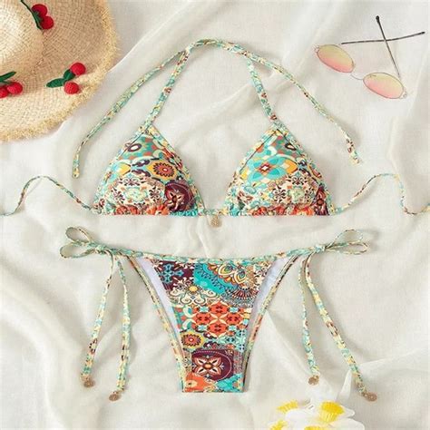 Bikini Femme Deux Pièces Sgambato Mini Bikini Triangle Vert Coloré D2271C eBay