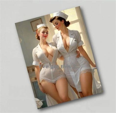 Photo Fridge Magnet Woman In Nurse Uniform Lingerie Nude Retro Art 4738 EBay