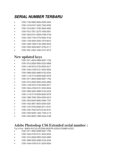 serial number terbaru
