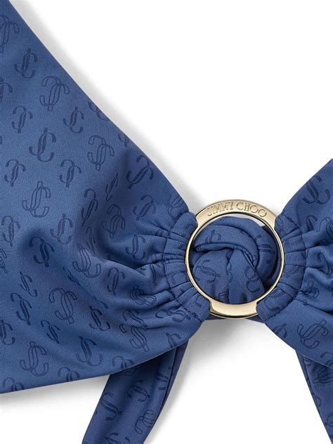 Jimmy Choo Logo All Over Triangle Bikini Top In Blue ModeSens