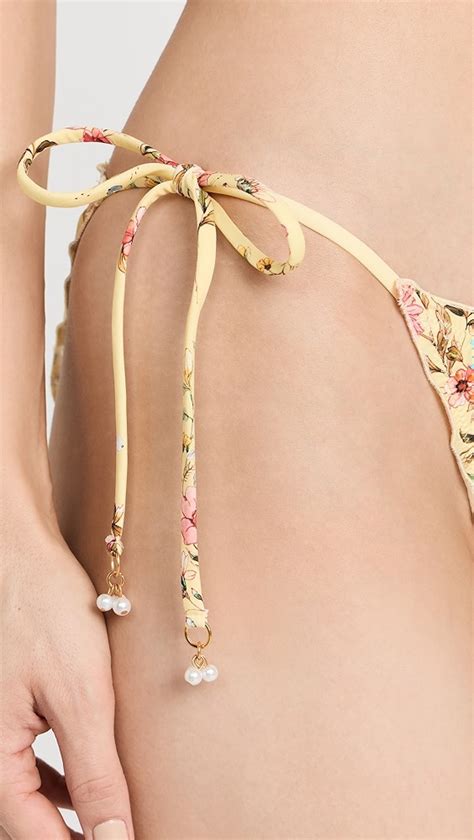 PQ Swim Embroidered Lettuce Edge Tie Full Bikini Bottoms Shopbop