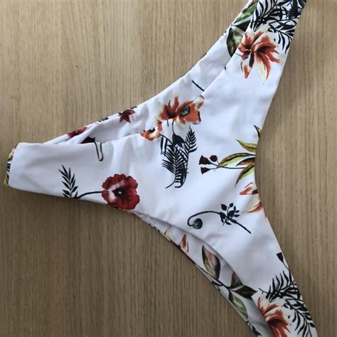 White Floral Bikini Size Small Very Depop