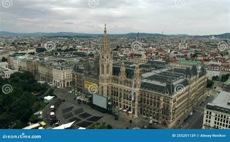 vienna austria july   aerial view   vienna city hall  wiener rathaus editorial