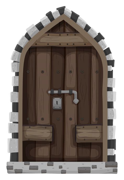 Wooden Door With Metal Lock Vector Art At Vecteezy