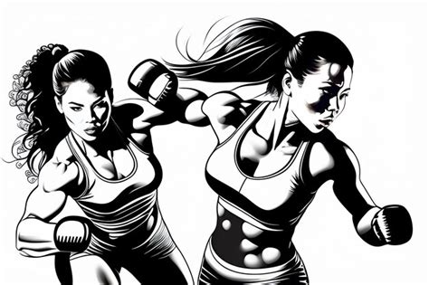Premium Ai Image Woman Fitness Kick Boxing Continuous Line Drawing