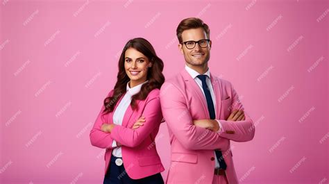 Premium Ai Image Portrait Businessmen A Man And A Woman Stood With