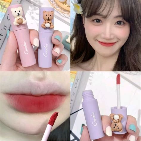 Jual Lipstik Matte Long Lasting Nude Velvet Lip Cream Lip Cheek Mud Lipstick Packaging Beruang