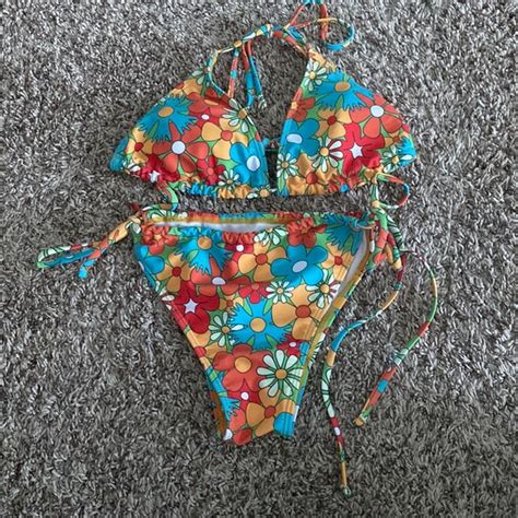 Romwe Swim New Flower Print Bikini Poshmark