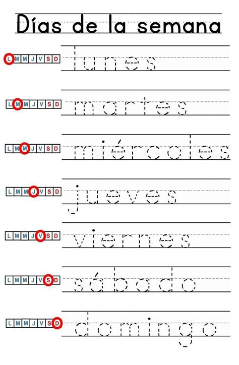 Dias De La Semana Printable