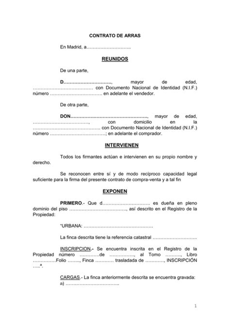 Modelo Contrato De Arras Características Y Funcionamiento [2024]